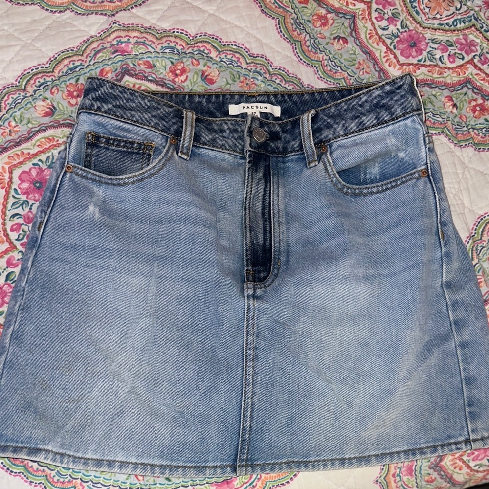 PacSun Light Blue A-Line Denim Skirt